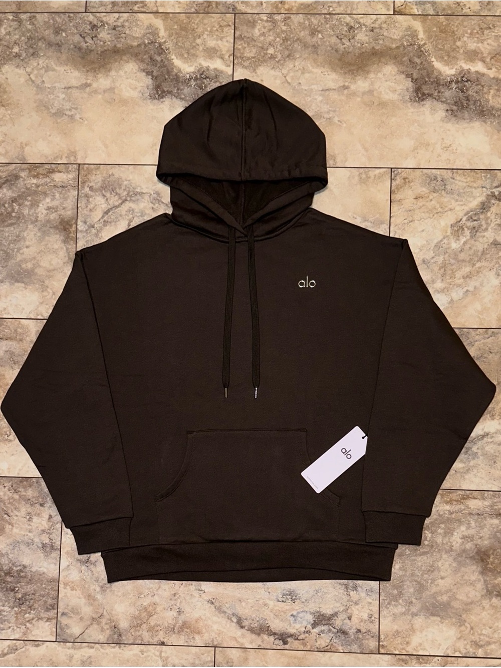 Alo Yoga Accolade Hoodie Espresso Brown NWT Unisex Pullover Sweatshirt Size XL